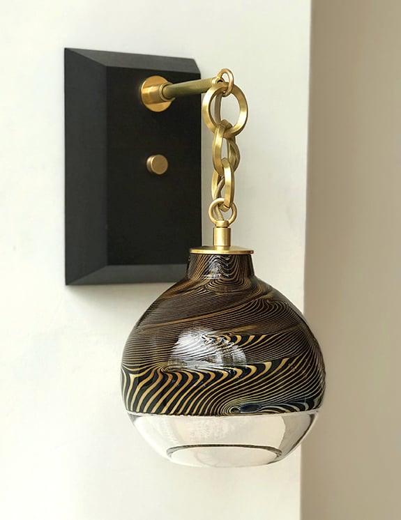 Wood Grain Chain & Ball Wall Sconce