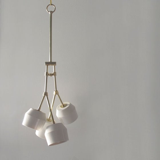 Materia Designs Forchette Pendant brass arms Cast Porcelain brushed brass cast porcelain graphite aged silver blackened brass un-lacquered brass | ROOM Online